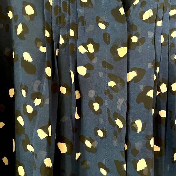 Mango Long Sleeve Blouse Navy Print Size 8 - Picture 5 of 8